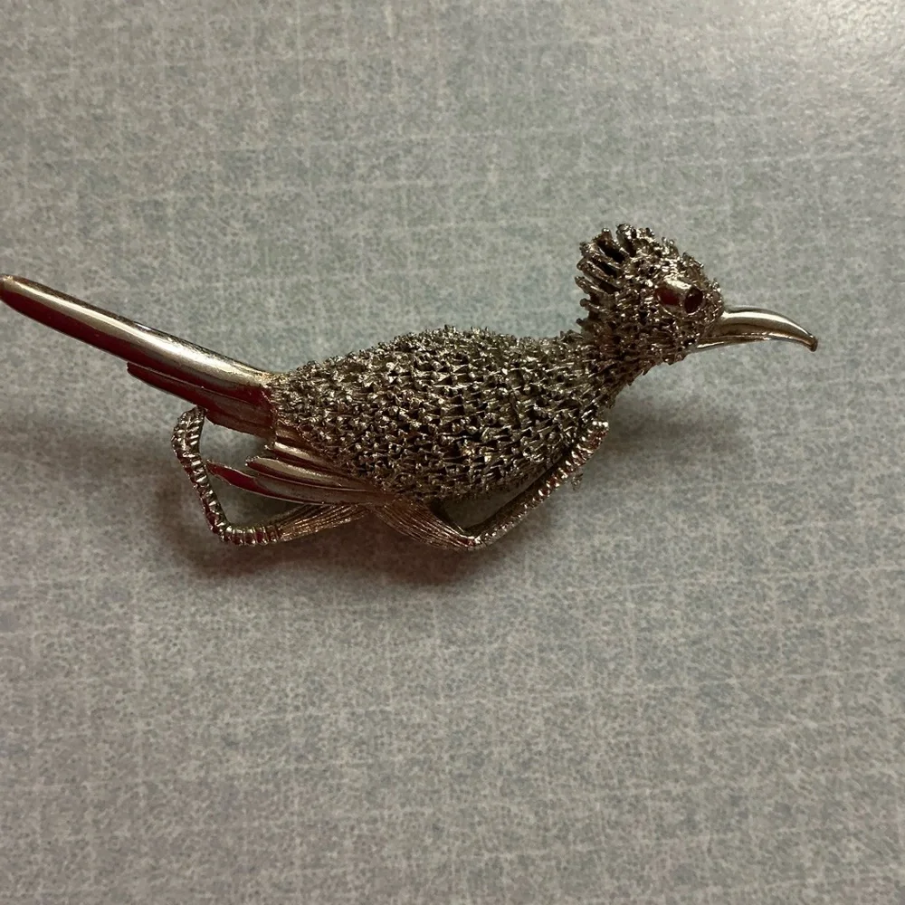 Silver Tone Bird Brooch Roadrunner